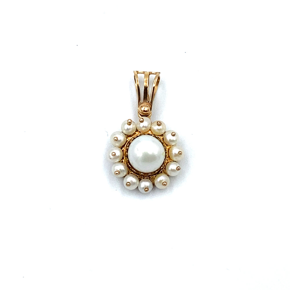 pendente in oro con microperle e perla maison siciliano - siciliano  gioielli 