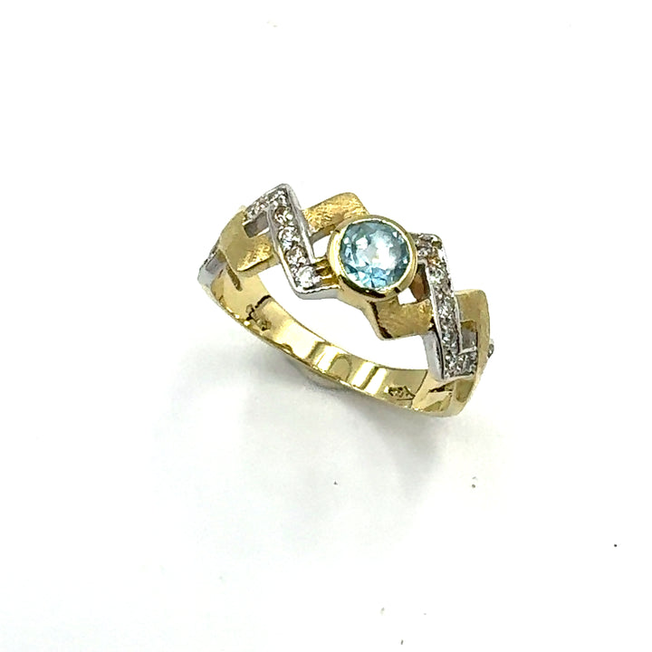 Anello Bicolore Topazio Azzurro