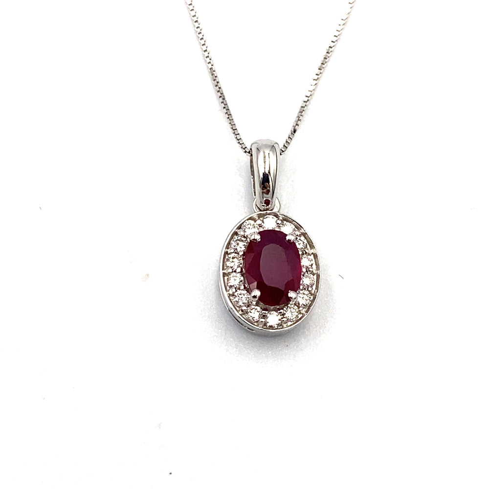 collana con pendente miluna oro bianco rubino e diamanti - siciliano gioielli