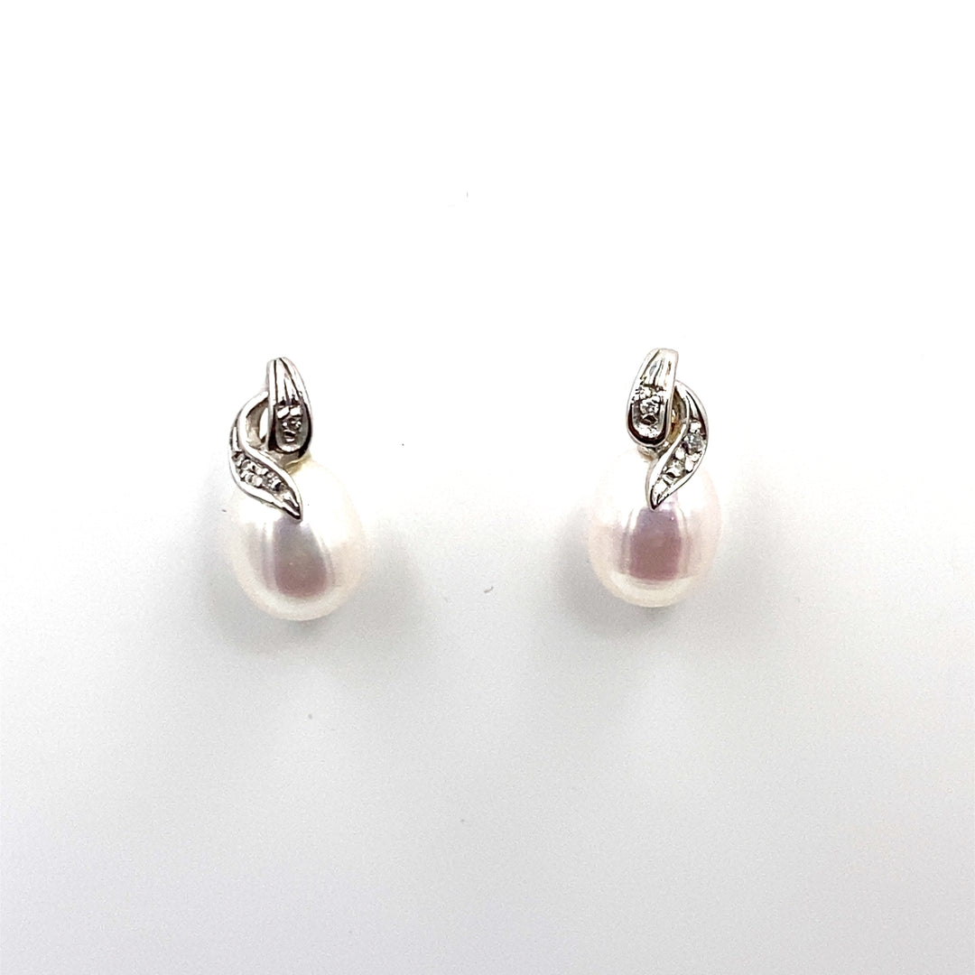 orecchini miluna perle oro bianco e diamanti - siciliano gioielli