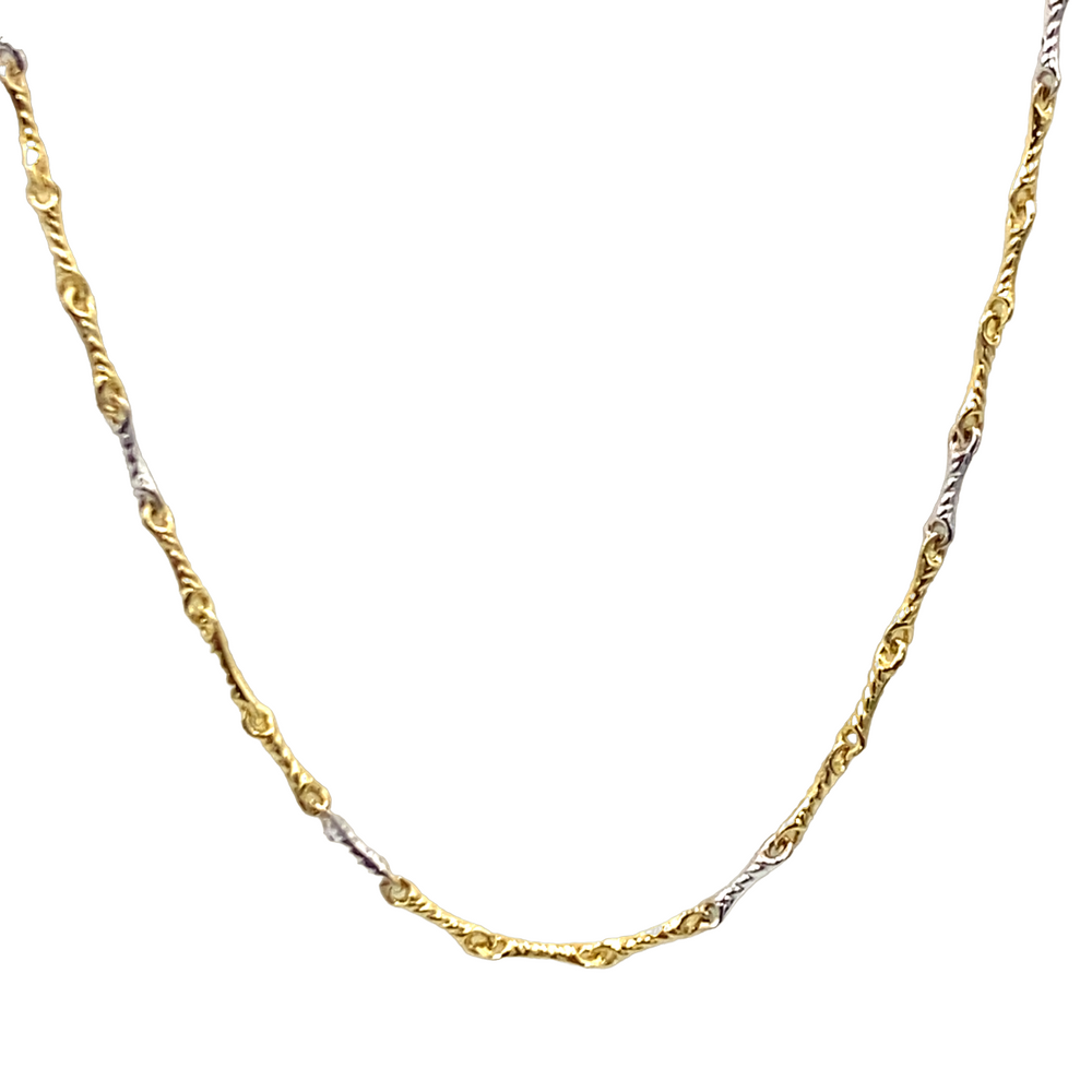 collana unisex in oro bicolore maglia ossetto zigrinato siciliano  gioielli 