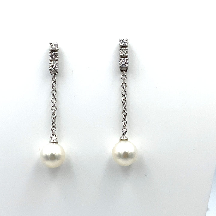orecchini salvini in oro bianco con diamanti e perle - siciliano gioielli