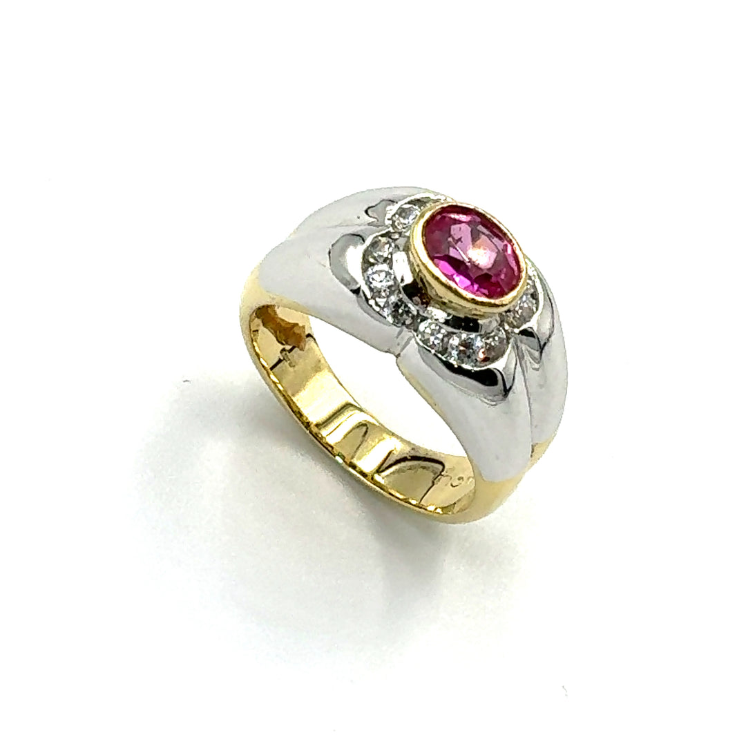 Anello Bicolore Quarzo Rosa