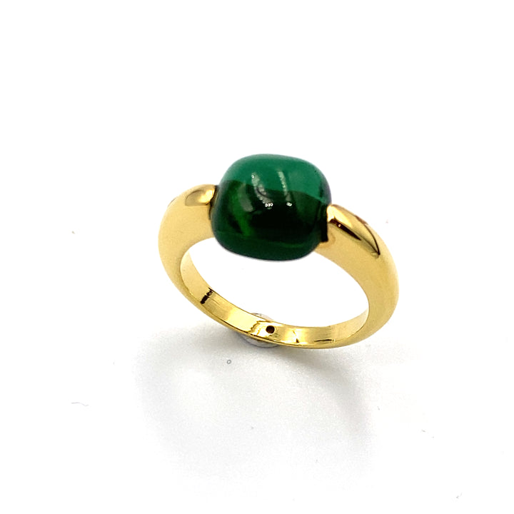 anello labriola oro giallo e tormalina verde - siciliano gioielli