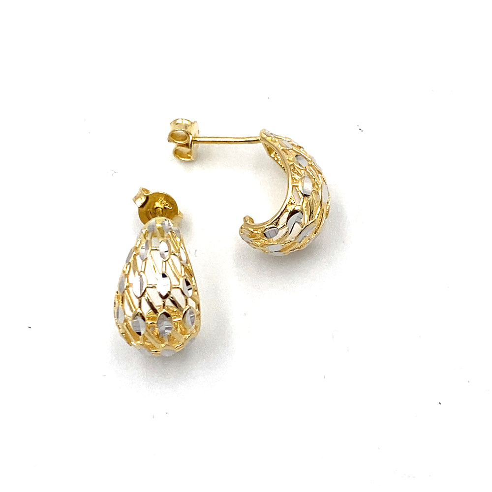 orecchini oro bicolore lavorazione diamantata traforati siciliano gioielli