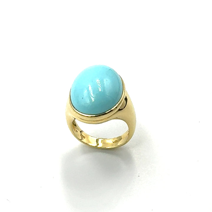 Anello Oro Giallo Turchese