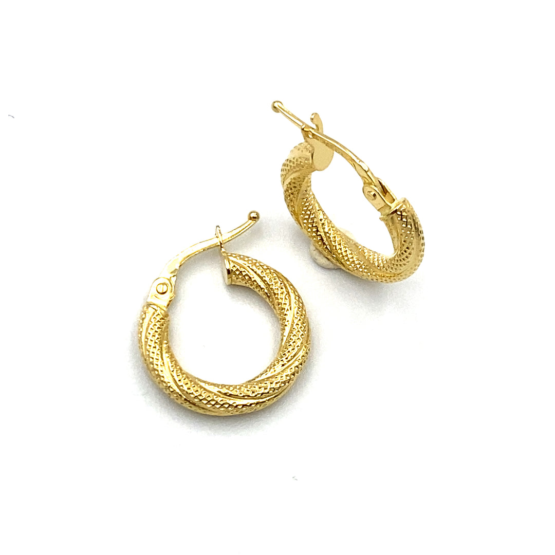 33mm A Coste Orecchini Stile Creolo 9ct Oro Giallo - Foto 5