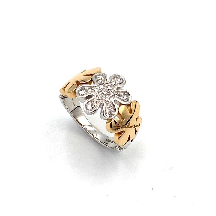 anello oro bicolore salvini con diamanti - siciliano gioielli