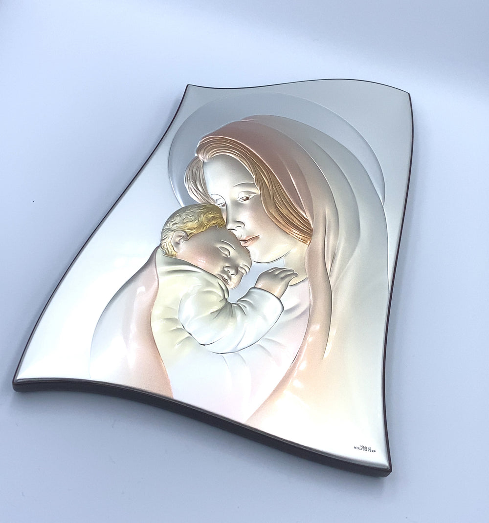 icona sacra pannello valenti madonna con bambino - siciliano gioielli