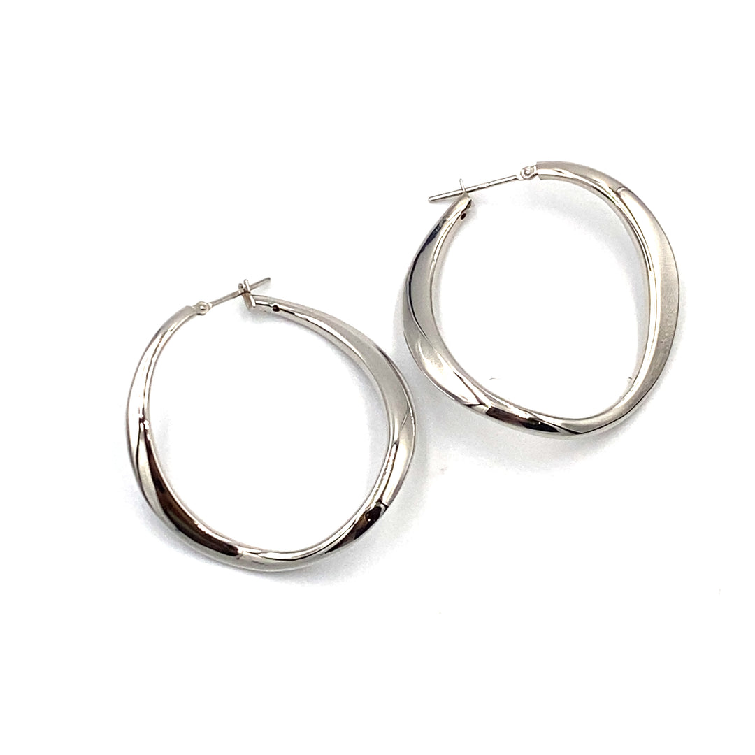 White Gold Circle Earrings