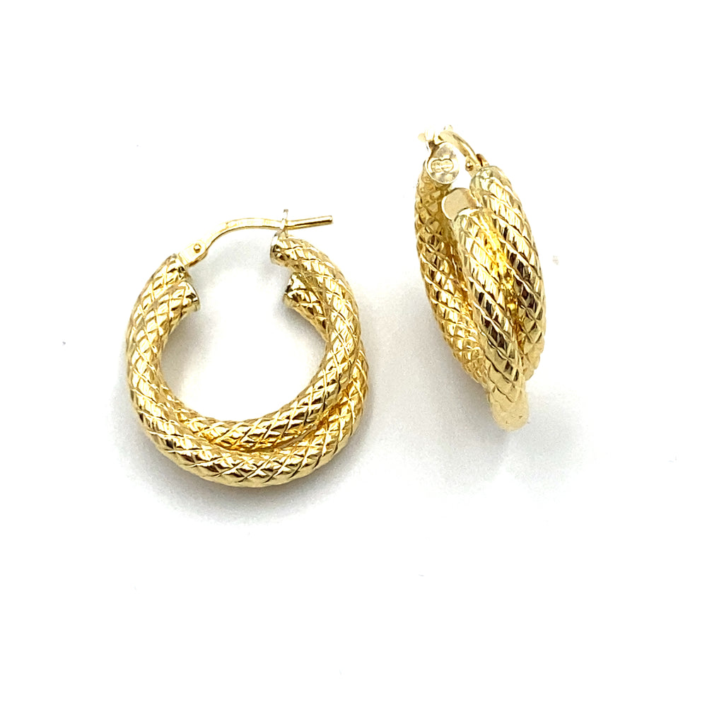 unoaerre orecchini in oro giallo  doppio  cerchio  - siciliano  gioielli 