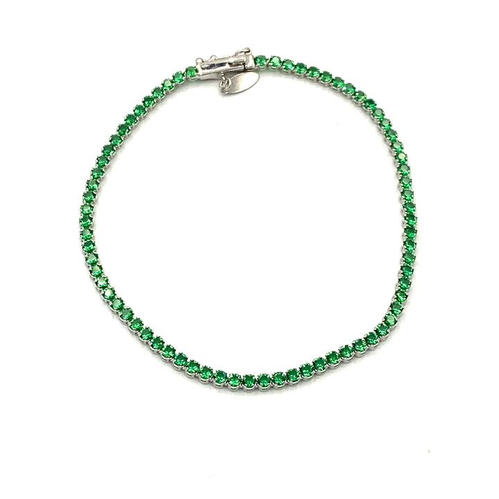 bracciale tennis oro bianco con zirconi verdi siciliano gioielli