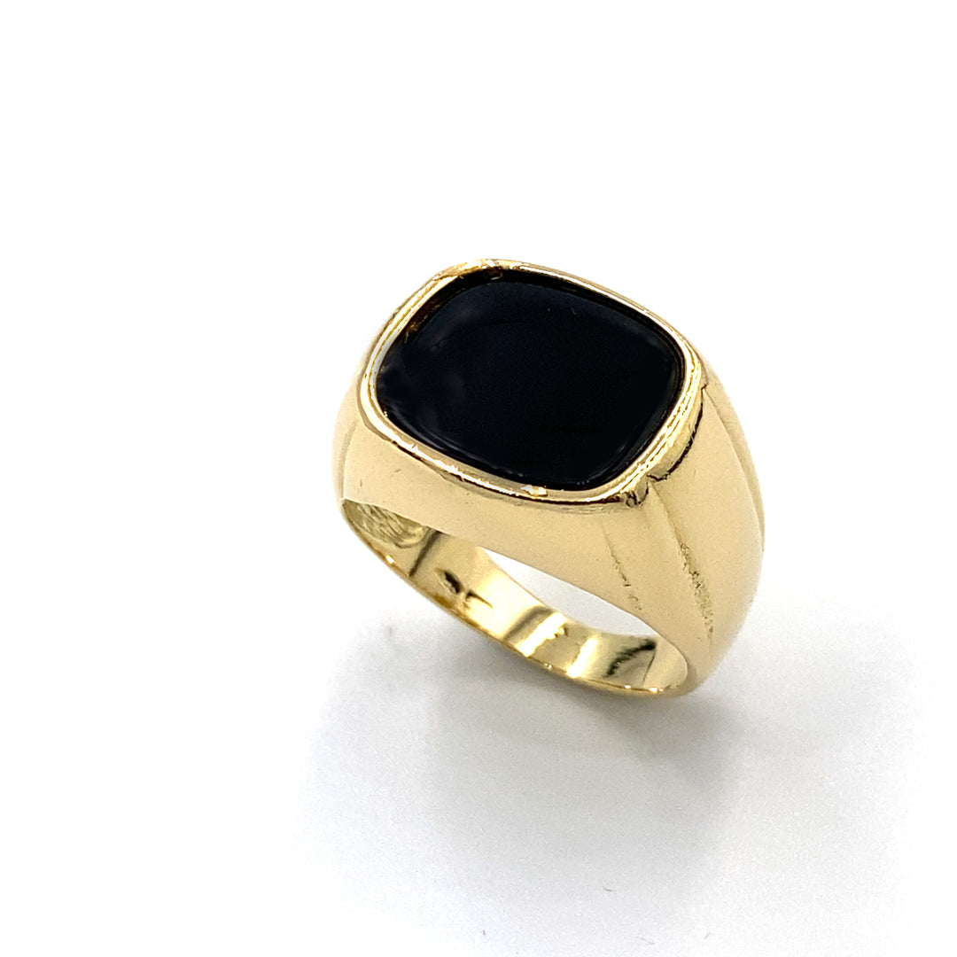 anello in oro giallo con onice siciliano gioielli