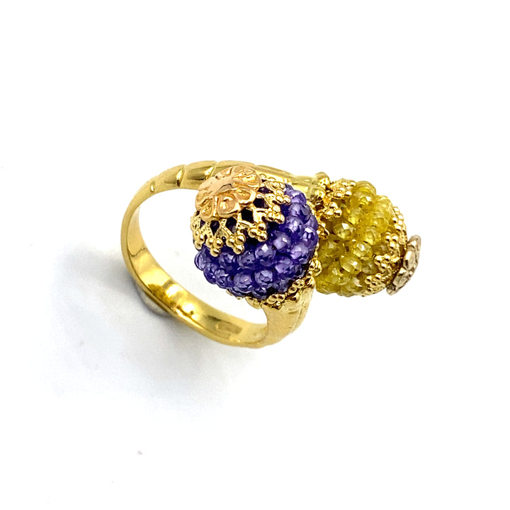 Sun Day Citrine and Amethyst ring
