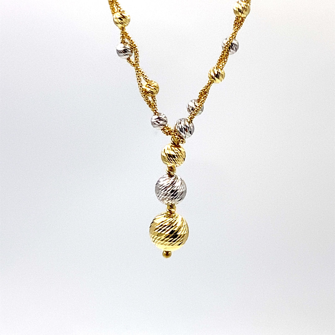 collana da donna in oro bicolore con sfere siciliano  gioielli 