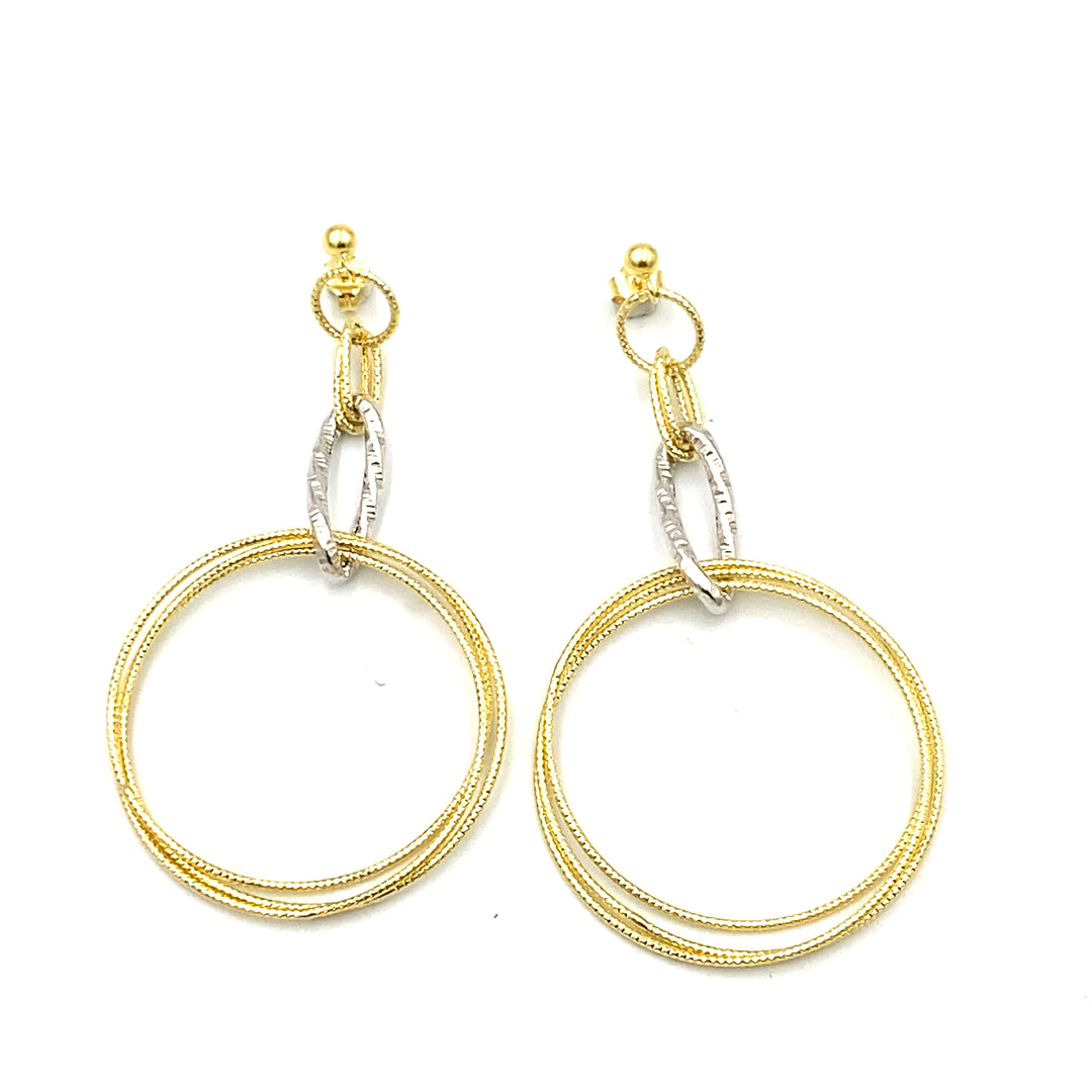 orecchini pendenti a cerchio in oro bicolore siciliano gioielli 