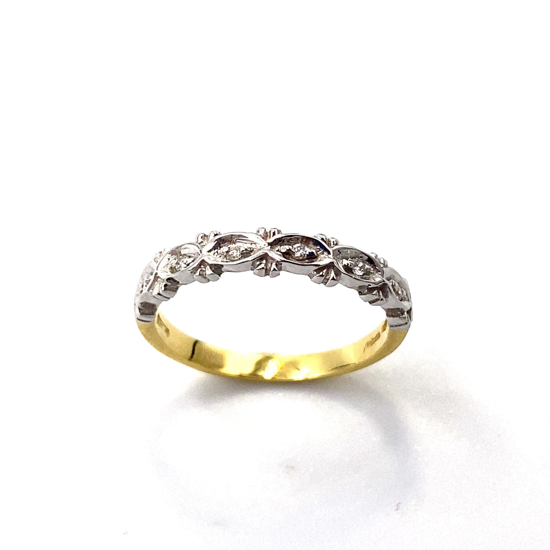 anello oro bicolore e diamanti miluna - siciliano gioielli