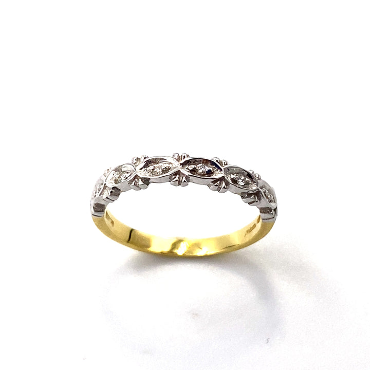 anello oro bicolore e diamanti miluna - siciliano gioielli