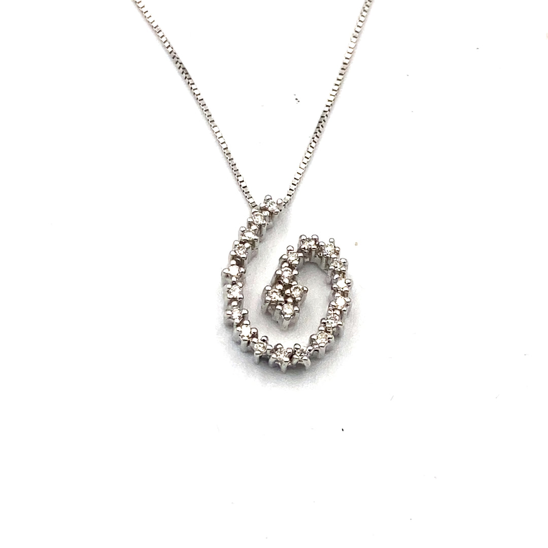 collana in oro bianco con pendente con diamanti miluna - siciliano gioielli