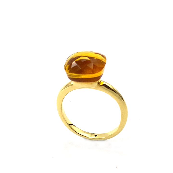 anello labriola oro con quarzo citrino  giallo - siciliano  gioielli 