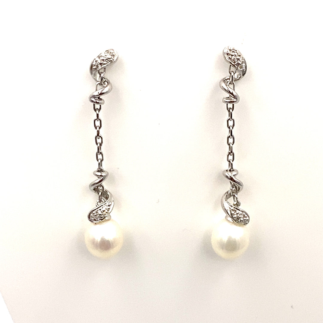 orecchini miluna perle in oro bianco  e diamanti - siciliano  gioielli 