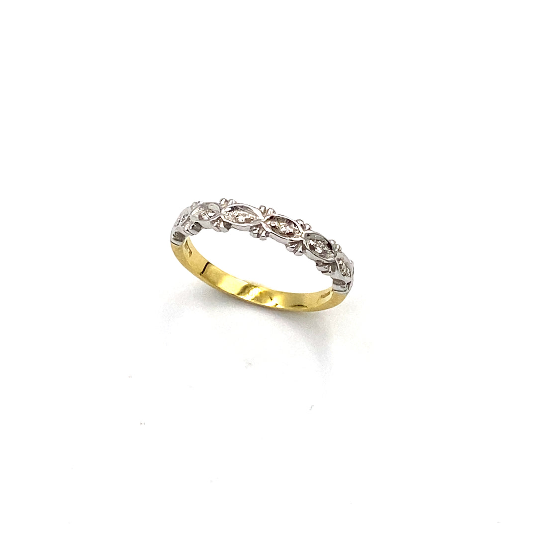 anello oro bicolore e diamanti miluna - siciliano gioielli 