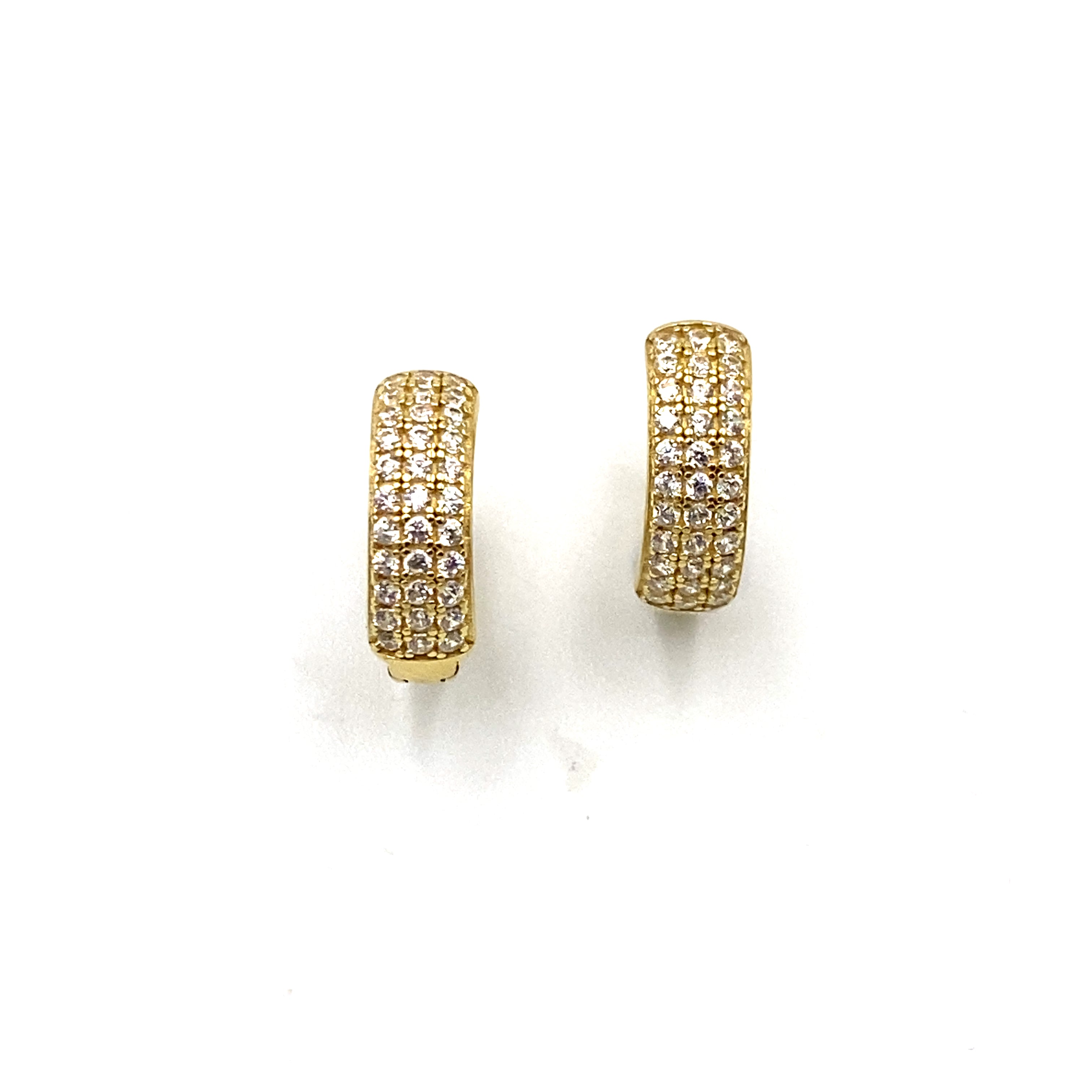 Orecchini A Cerchio In Oro Giallo 8 Carati Con Zirconi - MARKO: 10mm, Impermeabili, Con Chiusura A Schiena Piatta