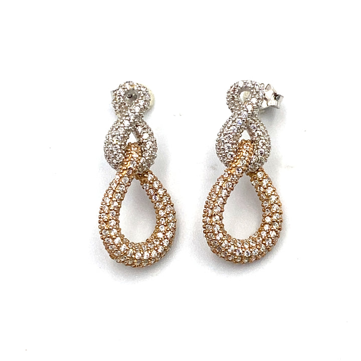 Two-tone drop earrings