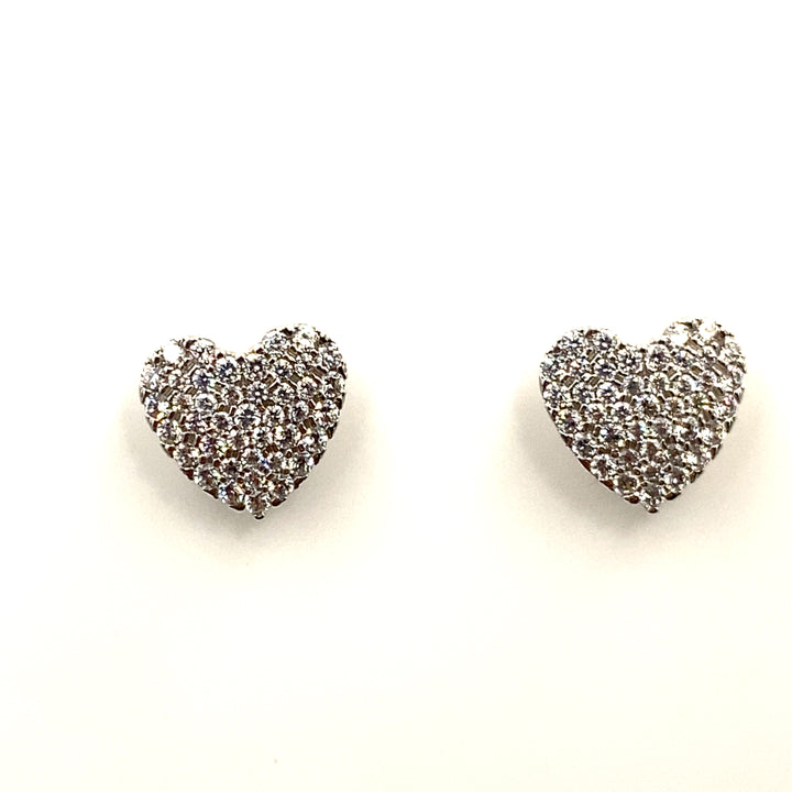 orecchini oro bianco a forma di cuore con zirconi siciliano gioielli