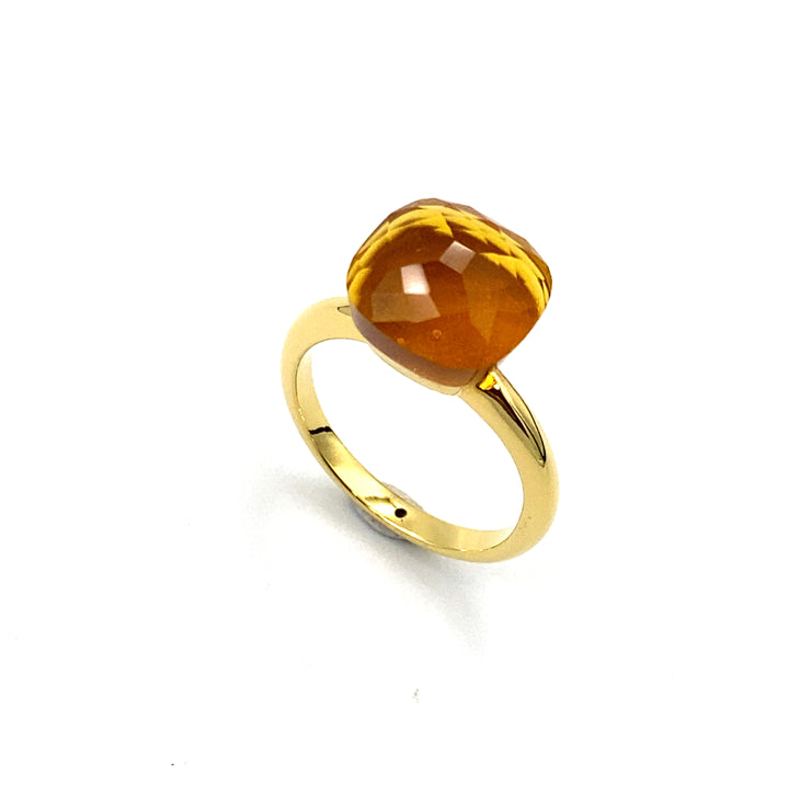 anello labriola oro con quarzo citrino giallo - siciliano gioielli