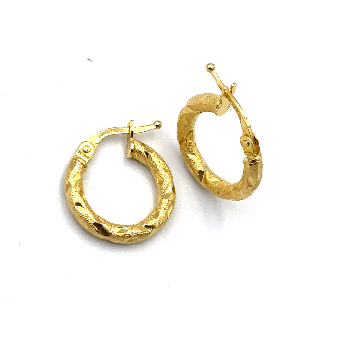 Orecchini A Cerchio Con Cerniera Oro Giallo 9 Carati 16 Mm Coppia - Foto 2