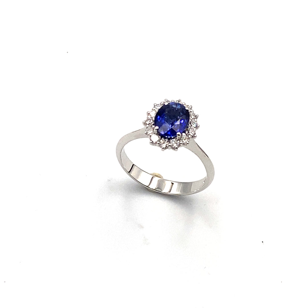 anello clesi zaffiro blu e diamanti - siciliano gioielli