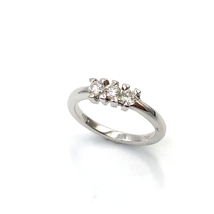 anello oro bianco e diamanti unoaerre - siciliano gioielli