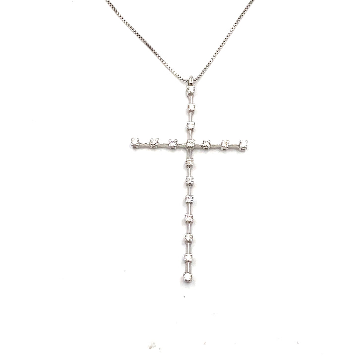 collana con pendente croce in oro bianco e diamanti le duchesse - siciliano gioielli
