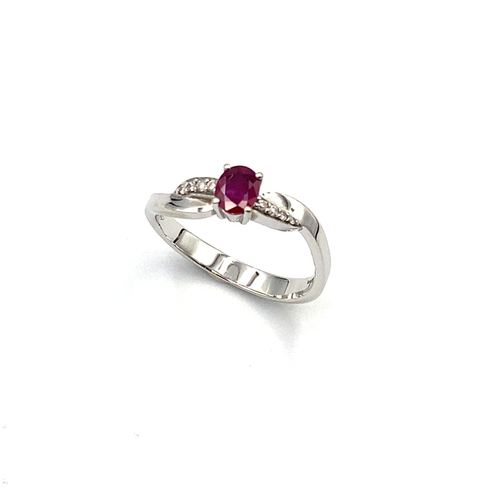 anello miluna oro bianco rubino e diamanti - siciliano gioielli
