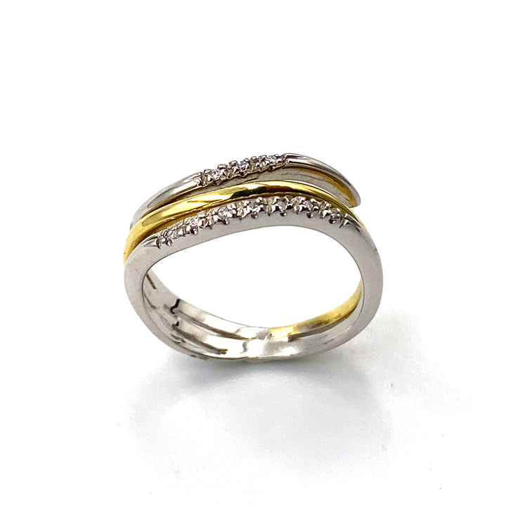 anello oro bicolore con zirconi miluna - siciliano gioielli