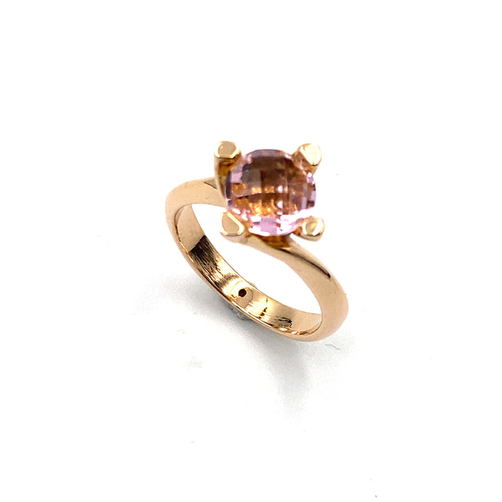 anello labriola oro quarzo rosa - siciliano gioielli