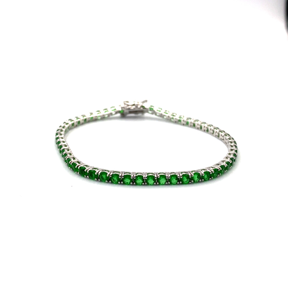 Bracciale Tennis Argento con zirconi verdi siciliano gioielli