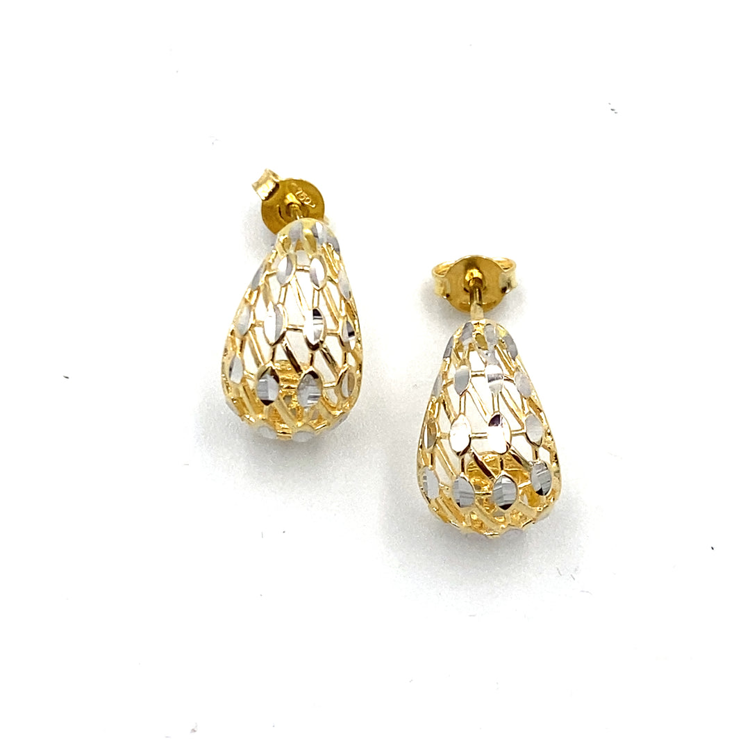 orecchini oro bicolore lavorazione diamantata  traforati siciliano gioielli