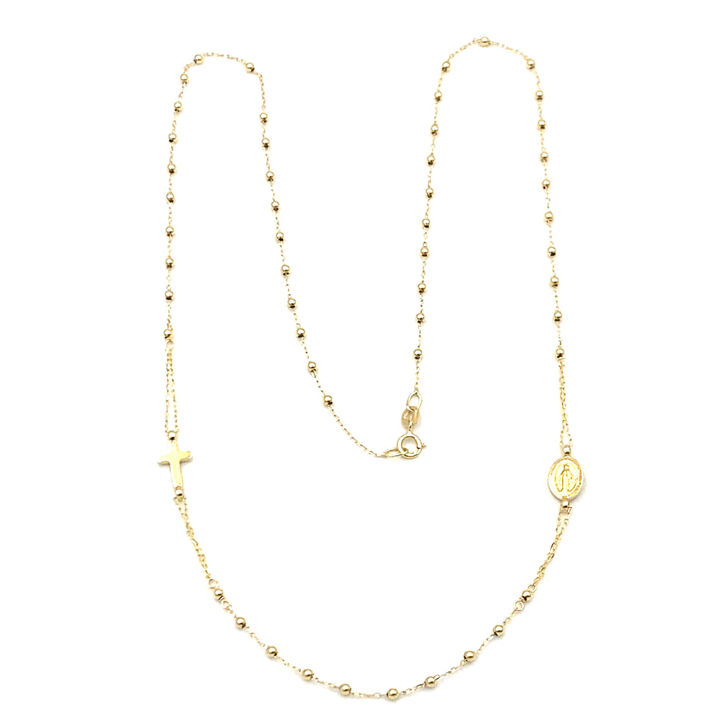 9ct Two Tone Gold Silver Infused Rosary Bead Necklace – Bevilles Jewellers