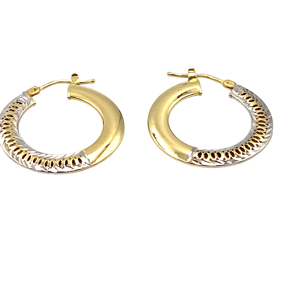 orecchini  siciliano gioielli piatti in oro bicolore traforati