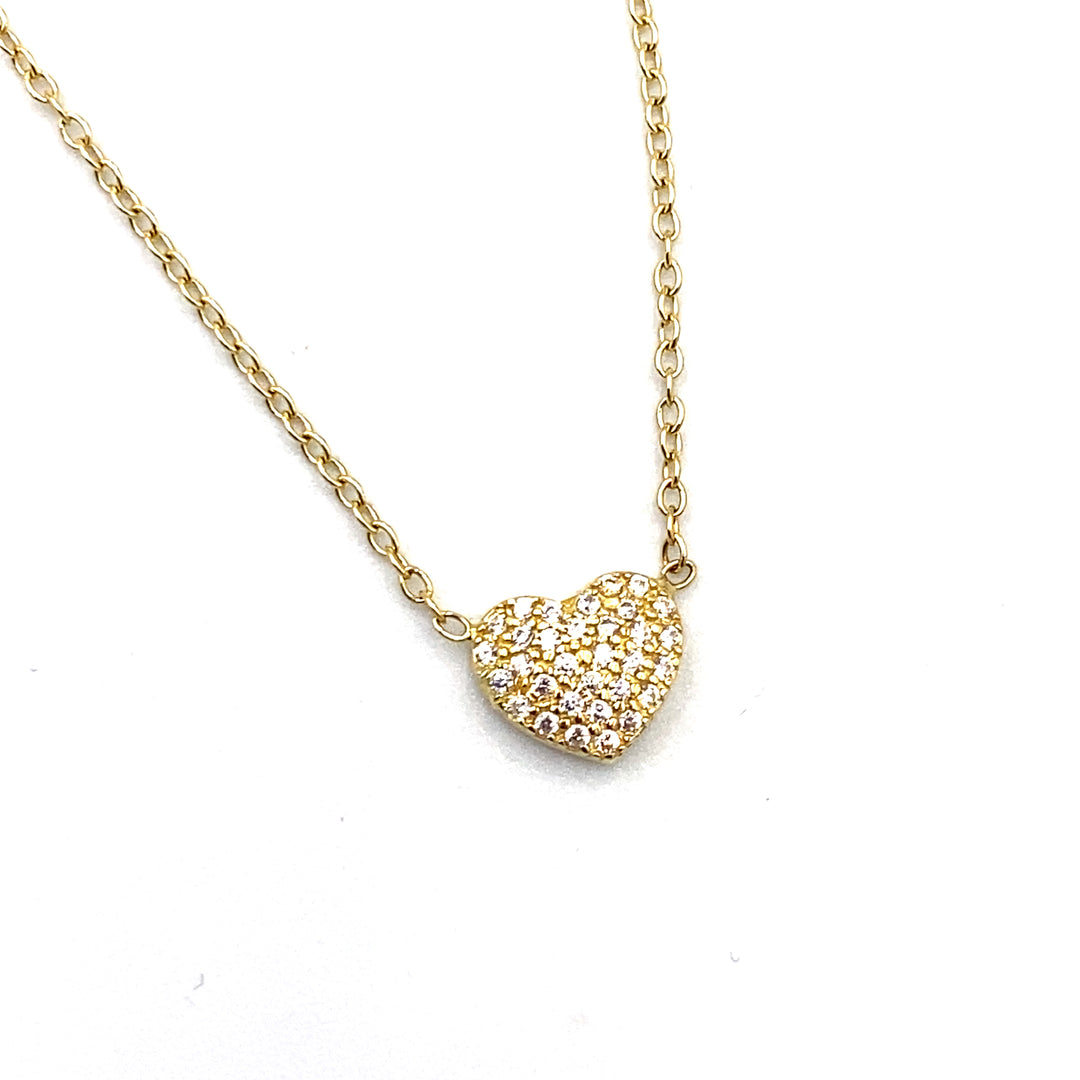 collana oro giallo con pendente cuore con zirconi siciliano gioielli 