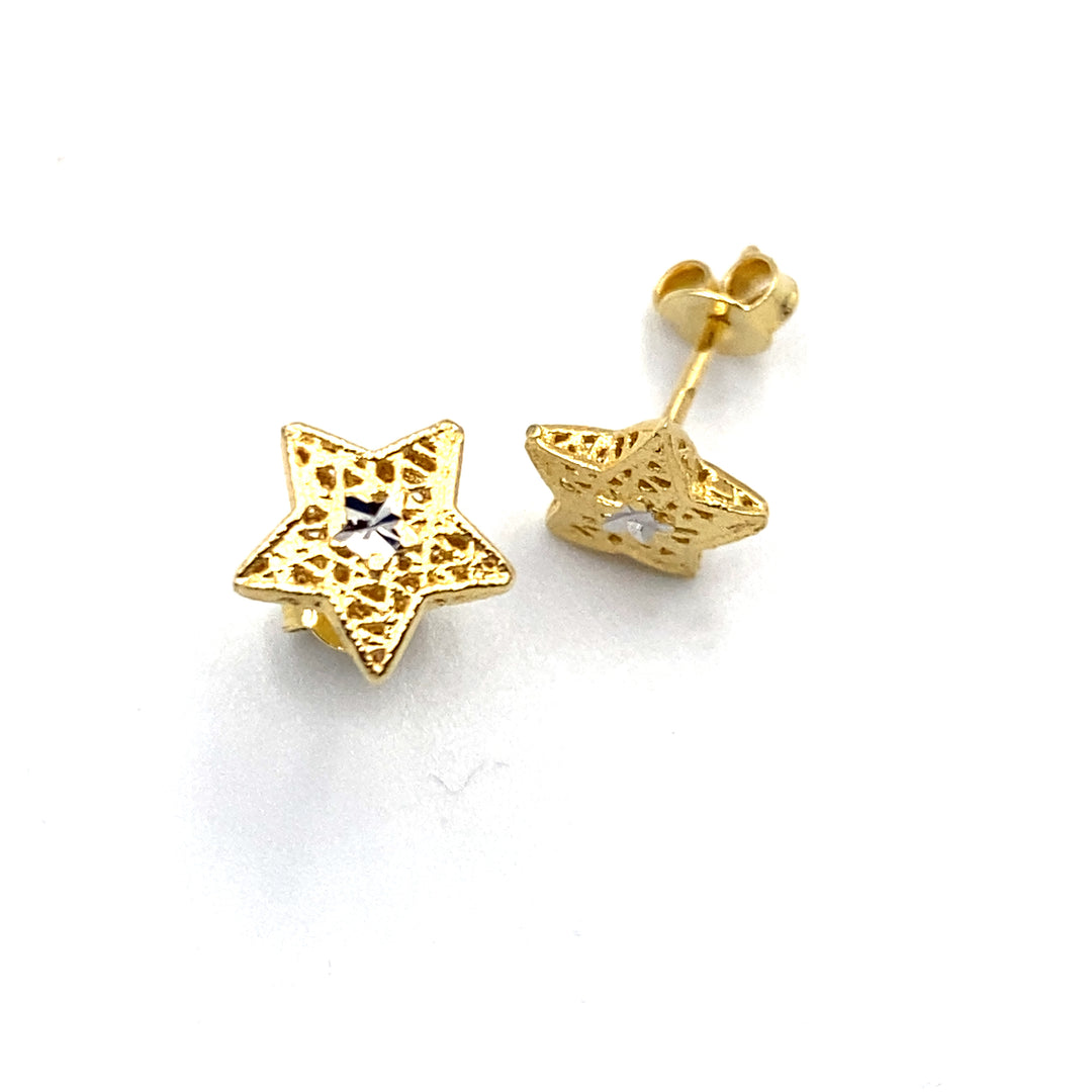 Orecchini Traforati Oro Bicolore a forma di  stella  siciliano gioielli 