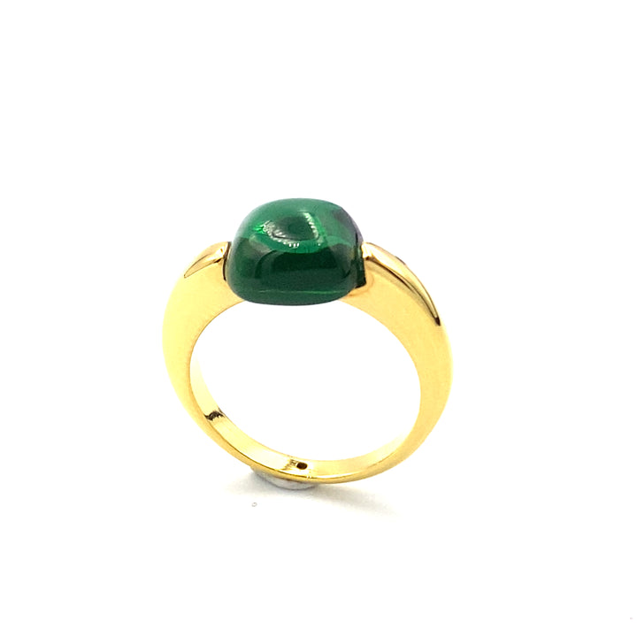 anello labriola oro giallo  e tormalina verde - siciliano  gioielli 