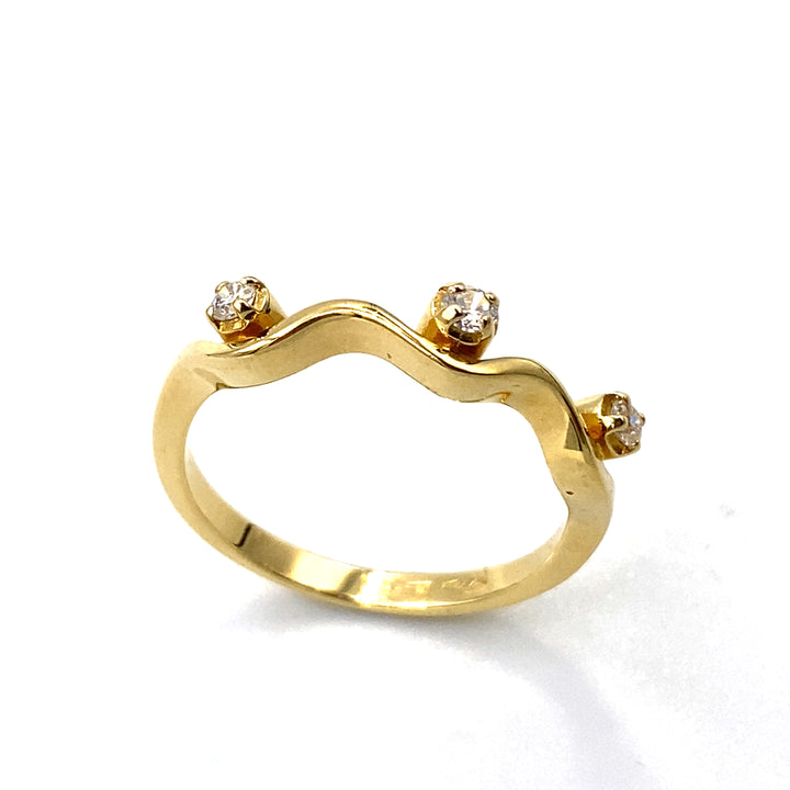 anello trilogy oro giallo con zirconi bianchi - siciliano gioielli