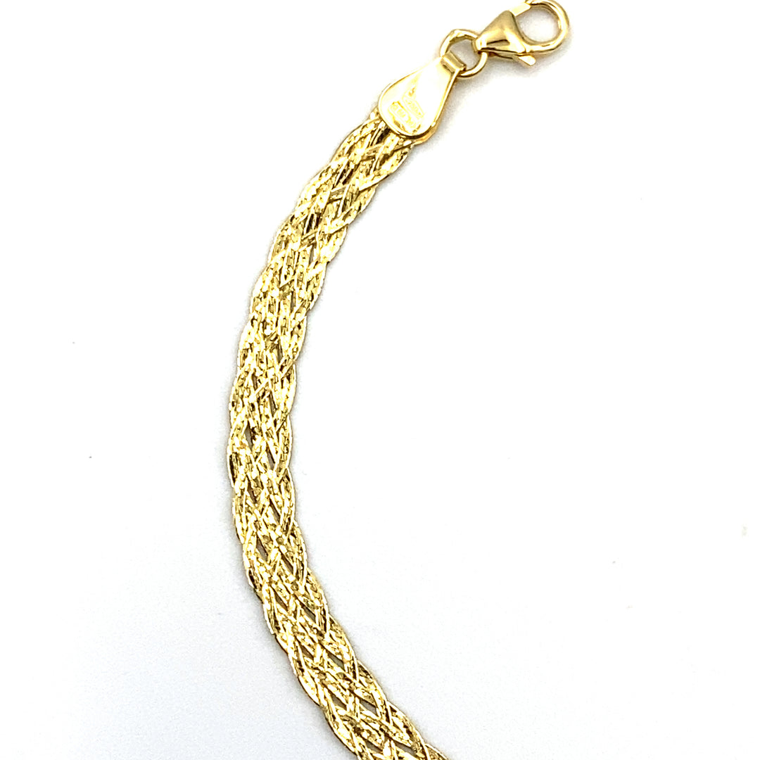 bracciale in oro giallo maglia a treccia coda di topo schiacciata siciliano gioielli