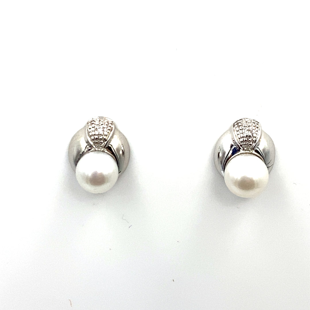 orecchini oro bianco  con perle e diamnti miluna - siciliano gioielli 