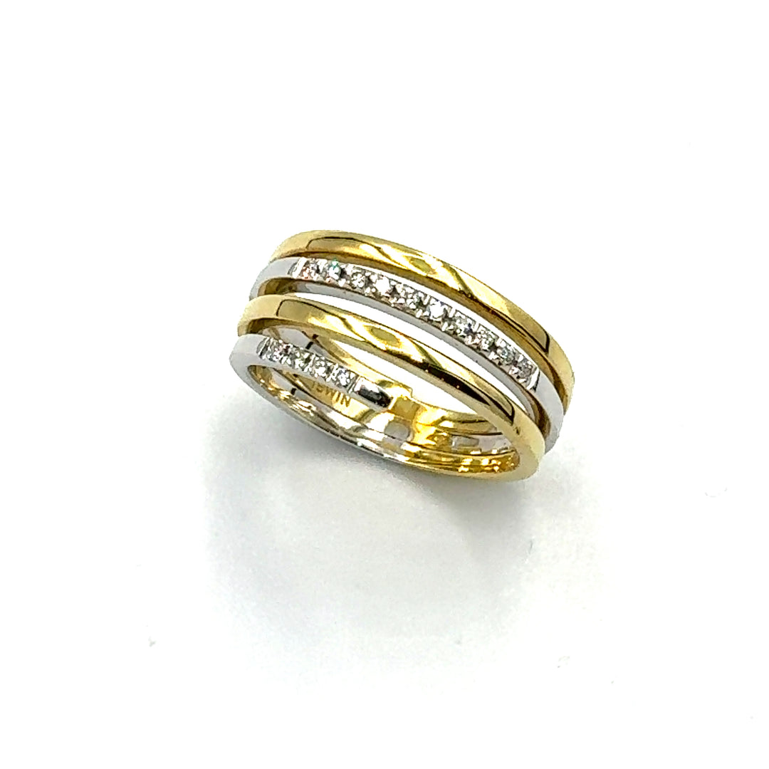 Anello Veretta Nimei Oro Giallo e Bianco – Siciliano Gioielli
