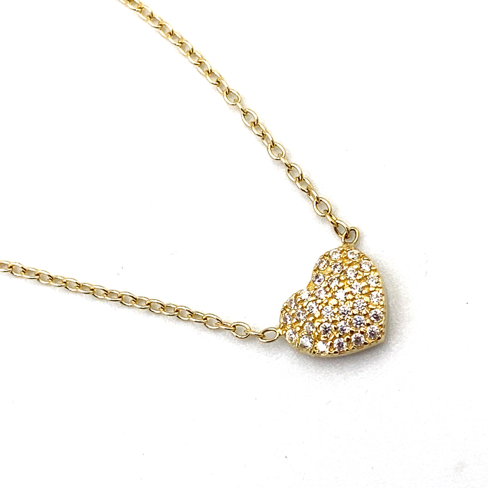 collana oro giallo con pendente cuore con zirconi siciliano gioielli