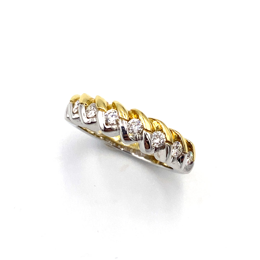 anello veretta bicolore in oro con diamanti le duchesse - siciliano gioielli